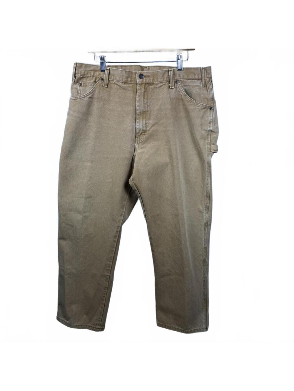 Dickies Canvas Carpenter Work Pants Khaki Mens 37x30 Utility Skater